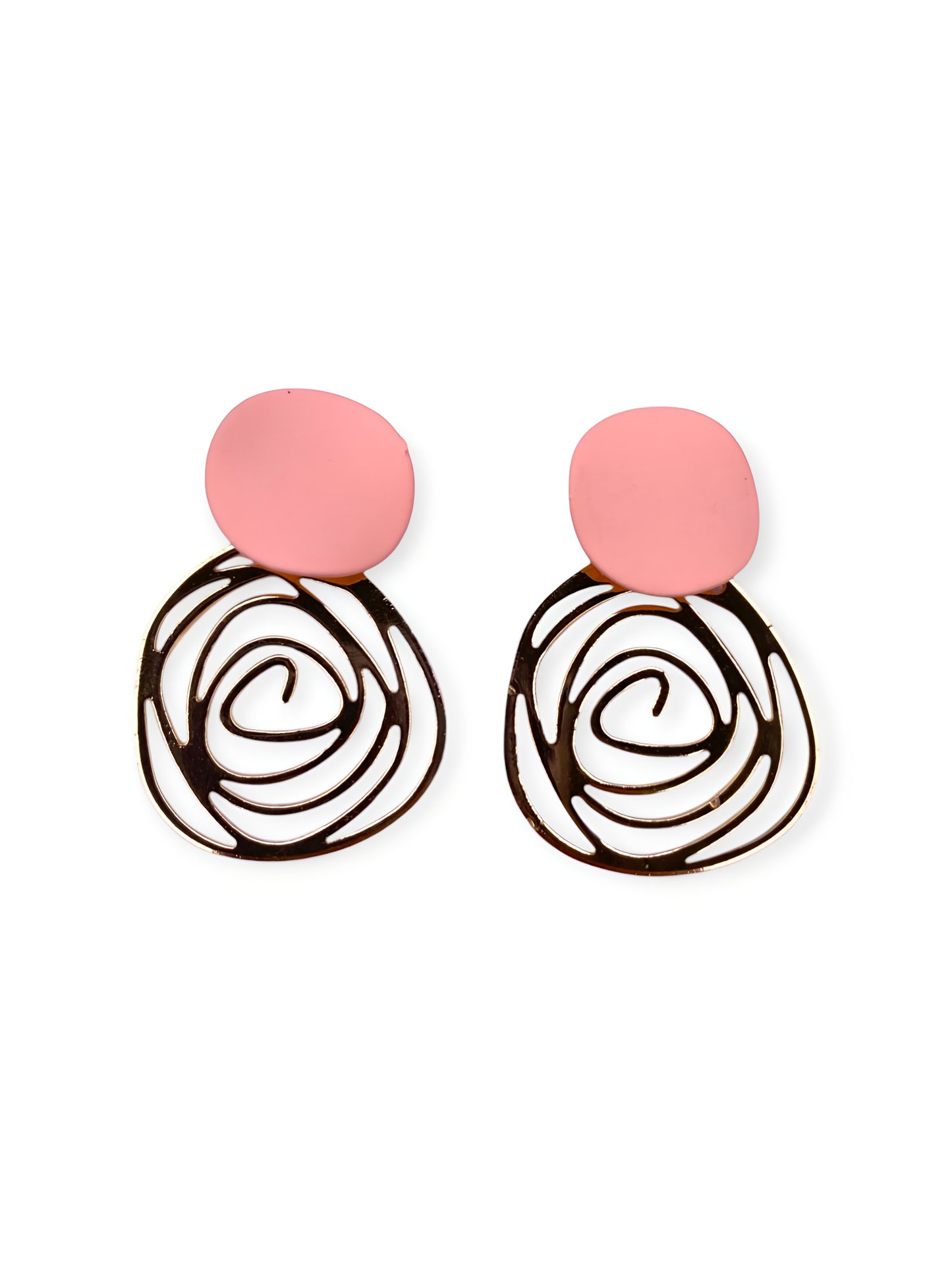 Baby Pink Spiral Danglers