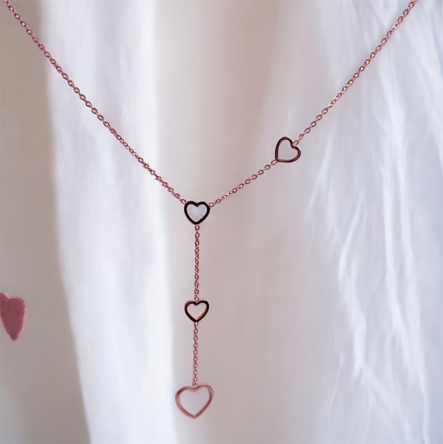 Heart Shape Rose Gold Plated Chain Necklace