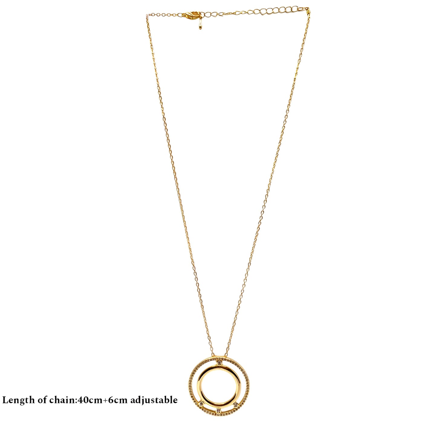 Gold Plated Circle Pendant Set with Stones