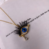 Evil Eyelash Chain Pendant with CZ Drop