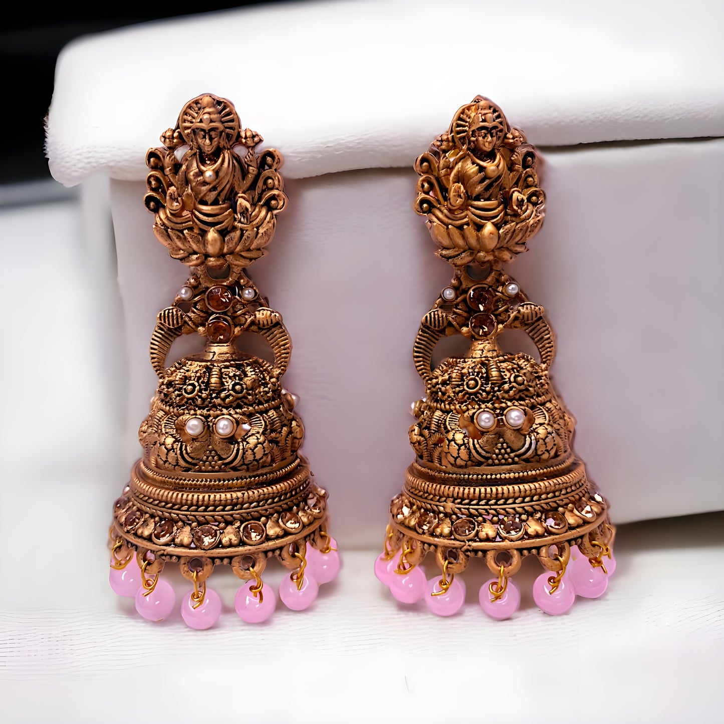 Lakshmi temple Jhumki | Vatiyaana Jewelry