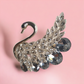 Regal Swan Elegance Gold Plated Stone Studded Brooch