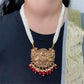 Women Gold-Plated, Off-White & Red Stone-Studded Necklace Set