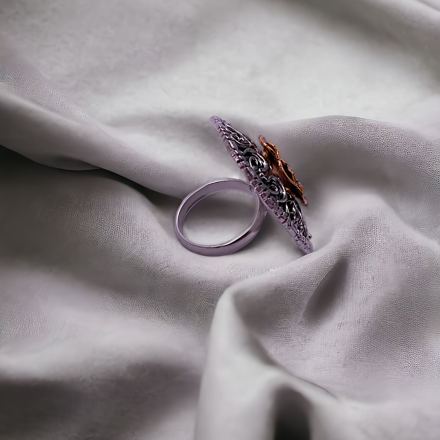 Circular Oxidised Cocktail Ring