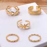 Trendy Western Golden Plated 5 Rings Combo Set for Women