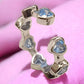 HEART MOON BLUE STONE WHITE GOLD-PLATED RING