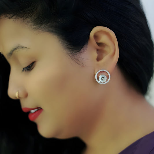 Design Silver Plated Decorated WitH Stone Earring