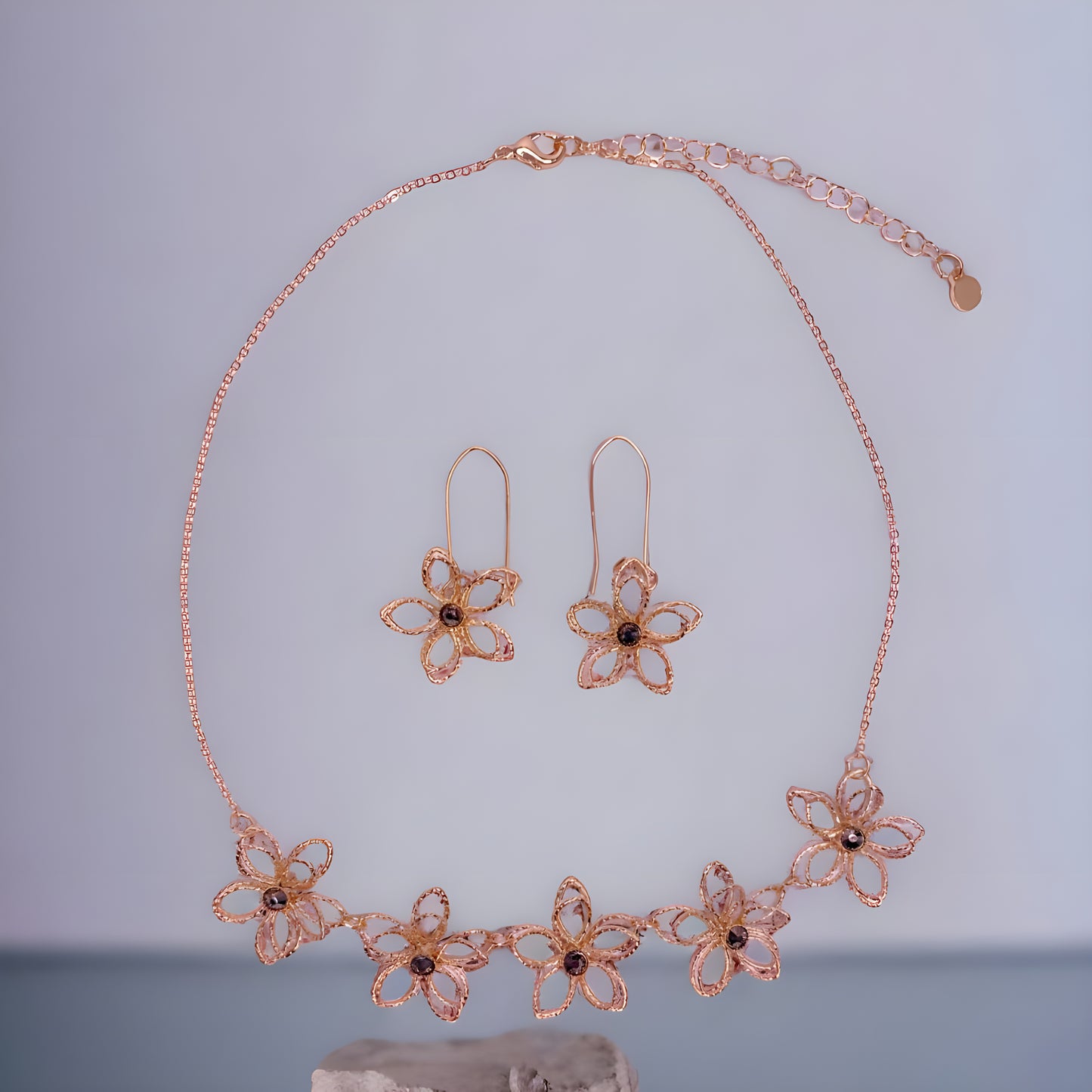 Flower Necklace and Earrings