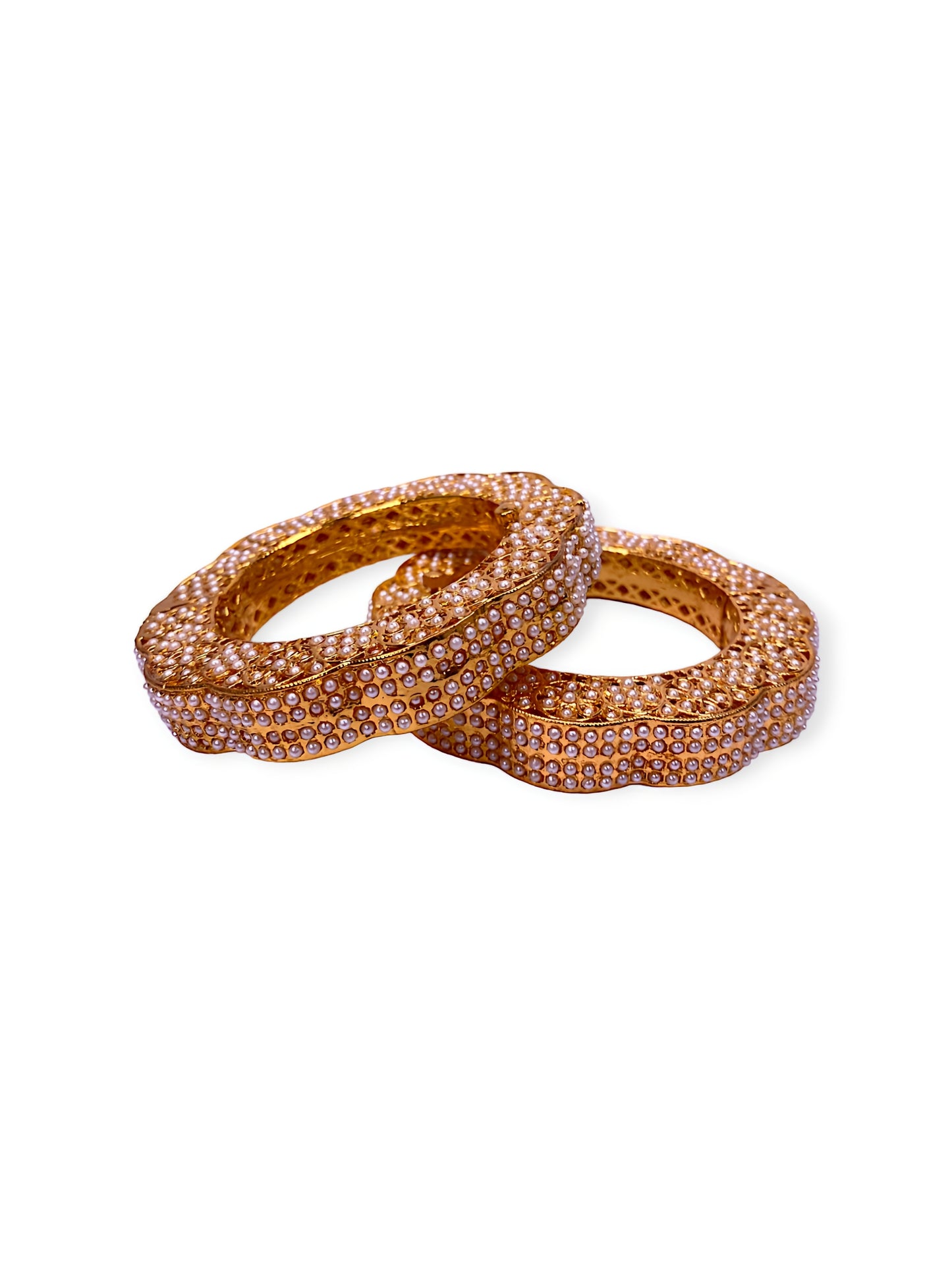 Gold Plated Rajwada Style Bangles with Pearls