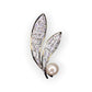 Feather and Pearl Brooch in Silver Plating