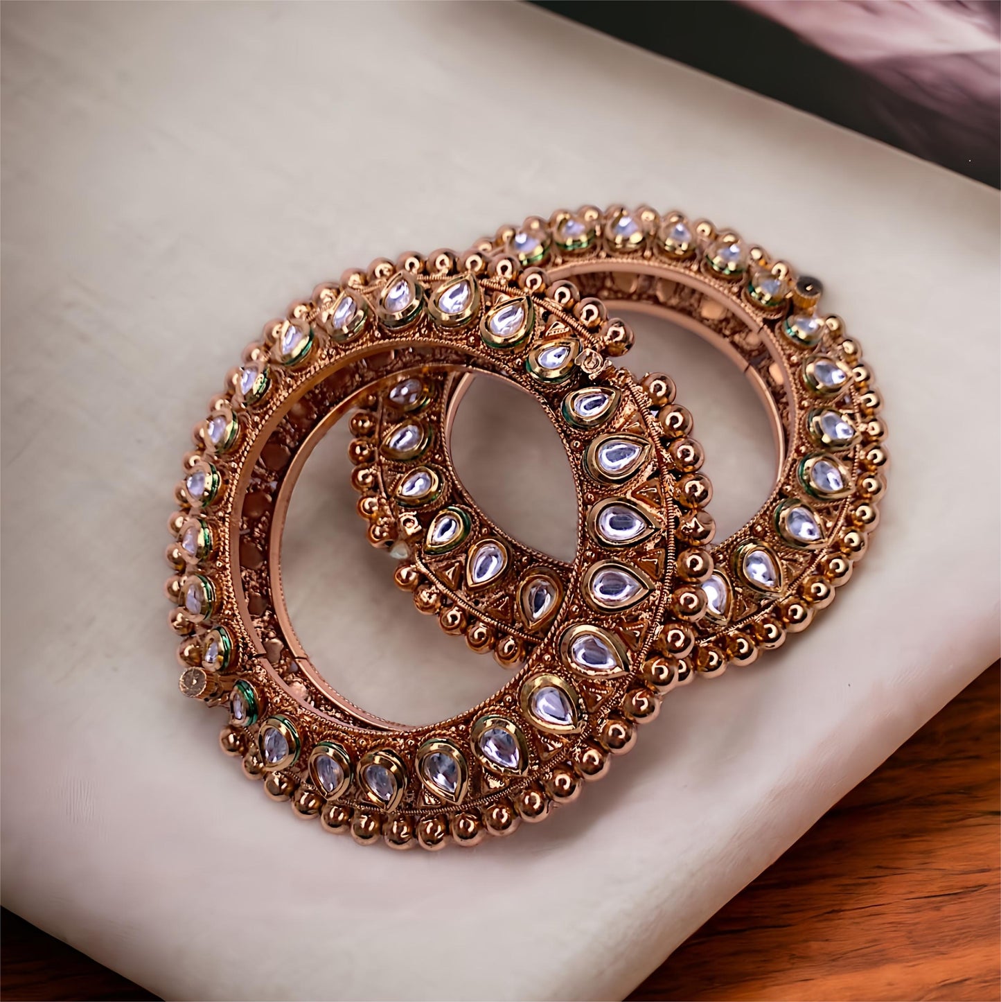 Traditional Kundan Bangles with Golden plating