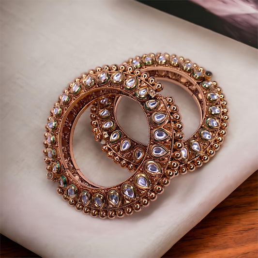 Traditional Kundan Bangles with Golden plating