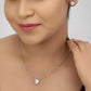 Beautiful Heart Cut Single AD Solitaire Chain Pendant Set with Studs