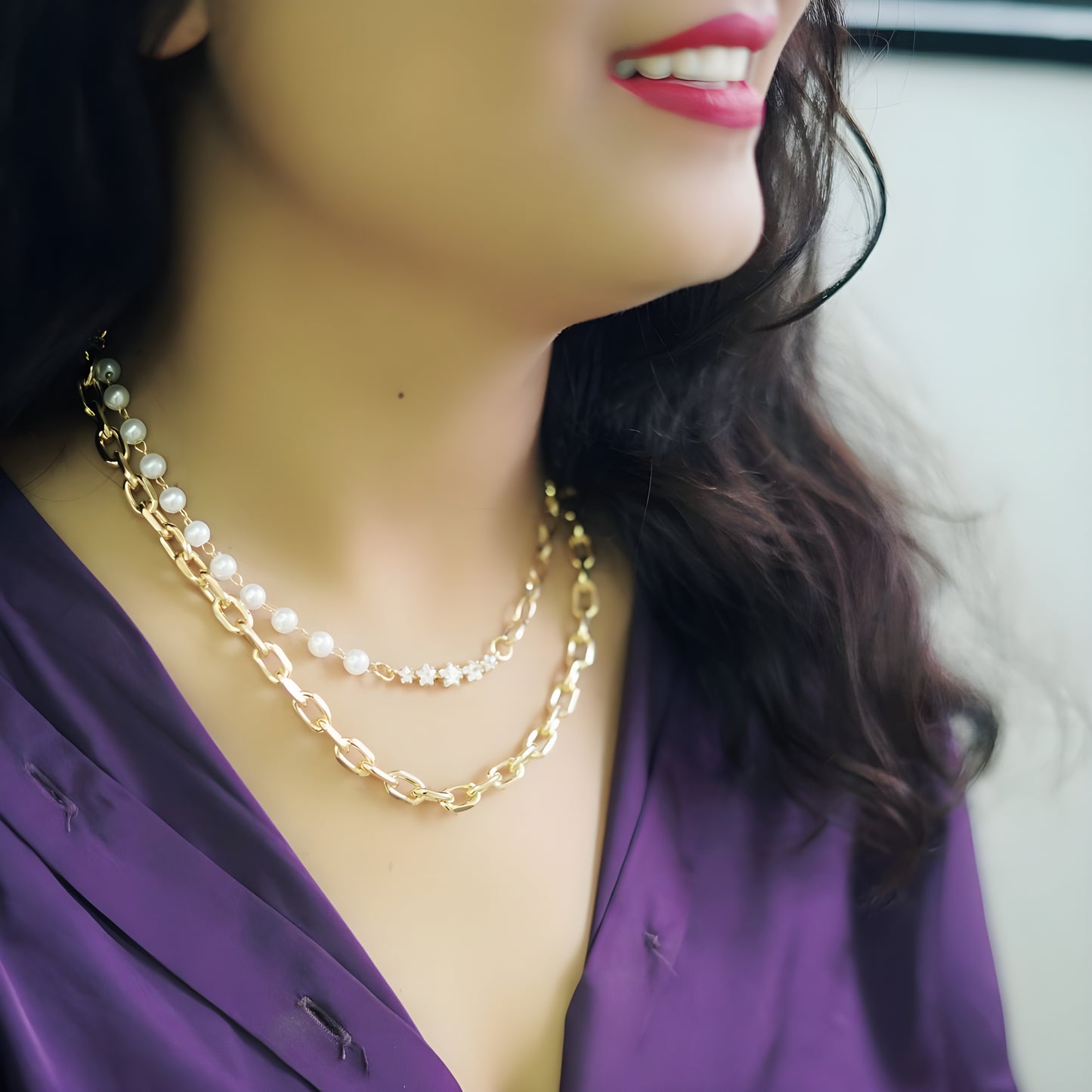 Multilayer Gold Plated Pearl NECKLACE for Women and Girls