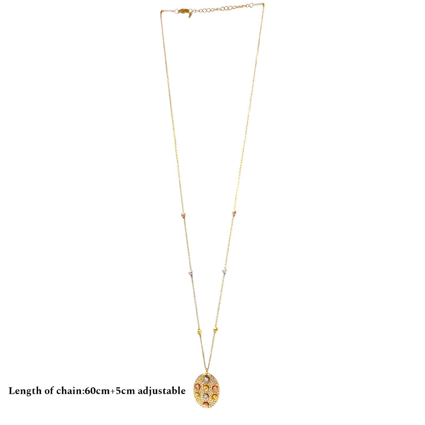 Pendant Set with Gold Ball Beads and CZ