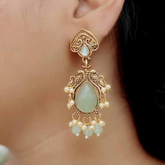 Classic Drop Stone Earrings Gold-Plated