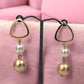 Stylish Golden Plated Drop Danglers with Golden & White Pearl