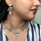 Oxidized Elephants Silver-Plated Beaded Necklace Set For Women