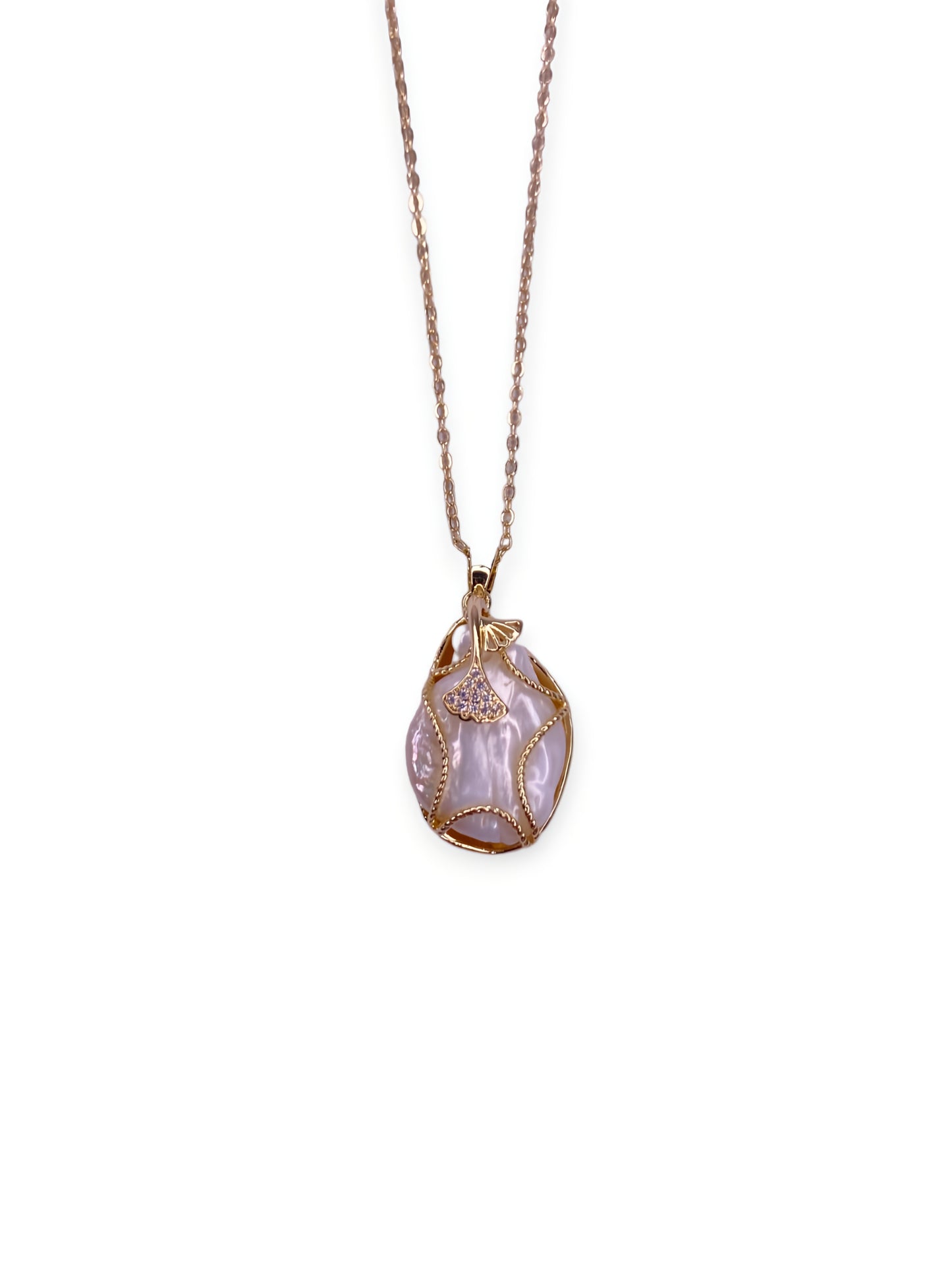 Beautiful Pearl Drop Chain Pendant with CZ