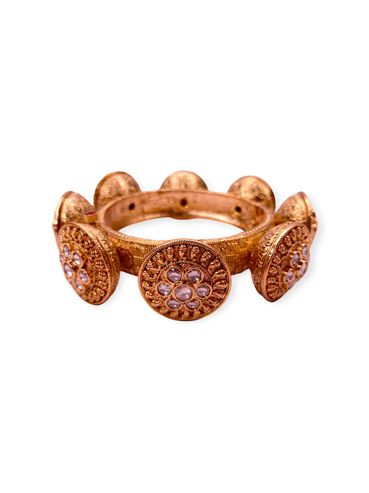 Royal Antique Polki Openable Kada Bangle Gold Plated