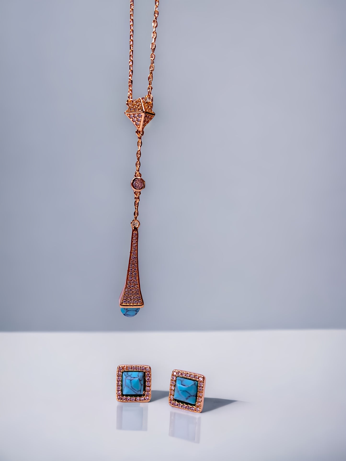 Turquoise Teardrop Pendant Set with Stones