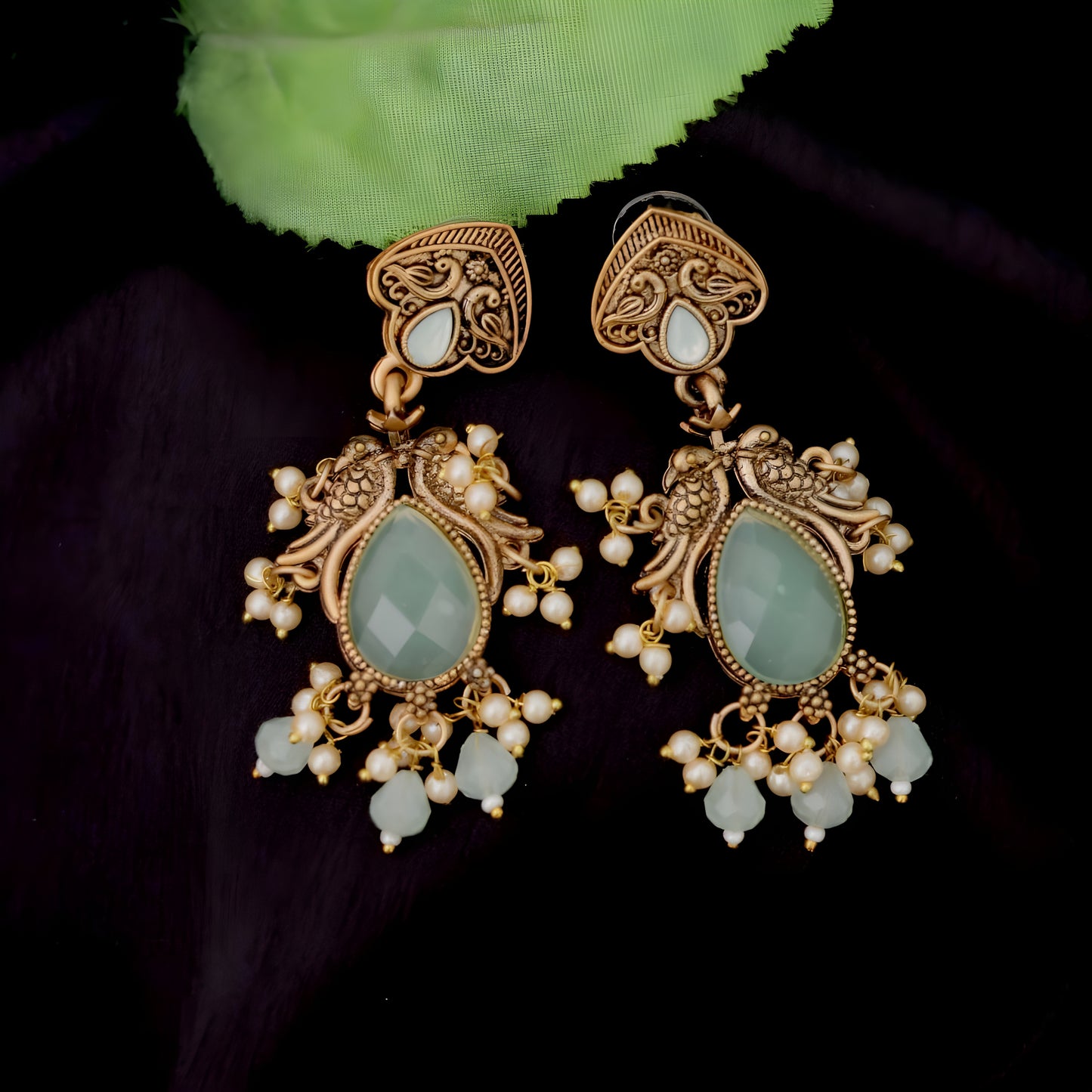 Classic Drop Stone Earrings Gold-Plated