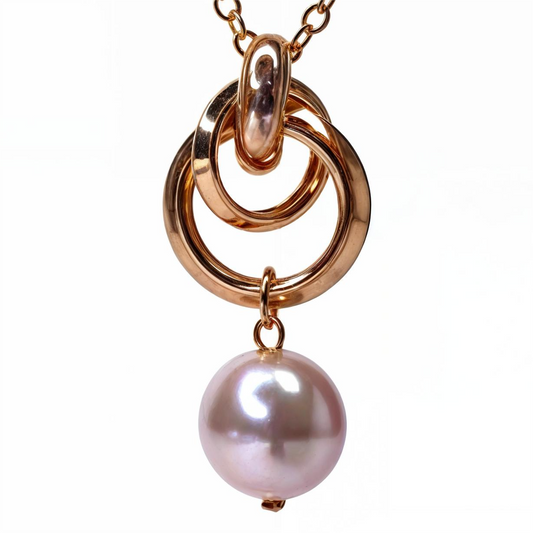 Golden Plated Long Chain Pendant with Hanging Pearl