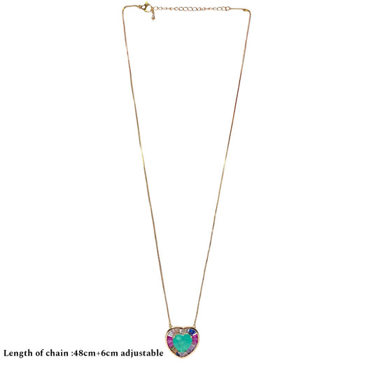 Heart Shaped Pendant Set with Aqua Colour