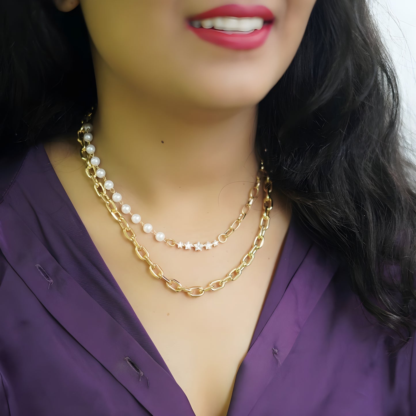 Multilayer Gold Plated Pearl NECKLACE for Women and Girls