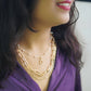 Elegant Multi Layer Gold Plated Korean Necklace with Pearls & CZ Stones