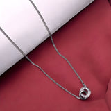 Sterling Silver Circle Ring Connected Chain Pendant with CZ