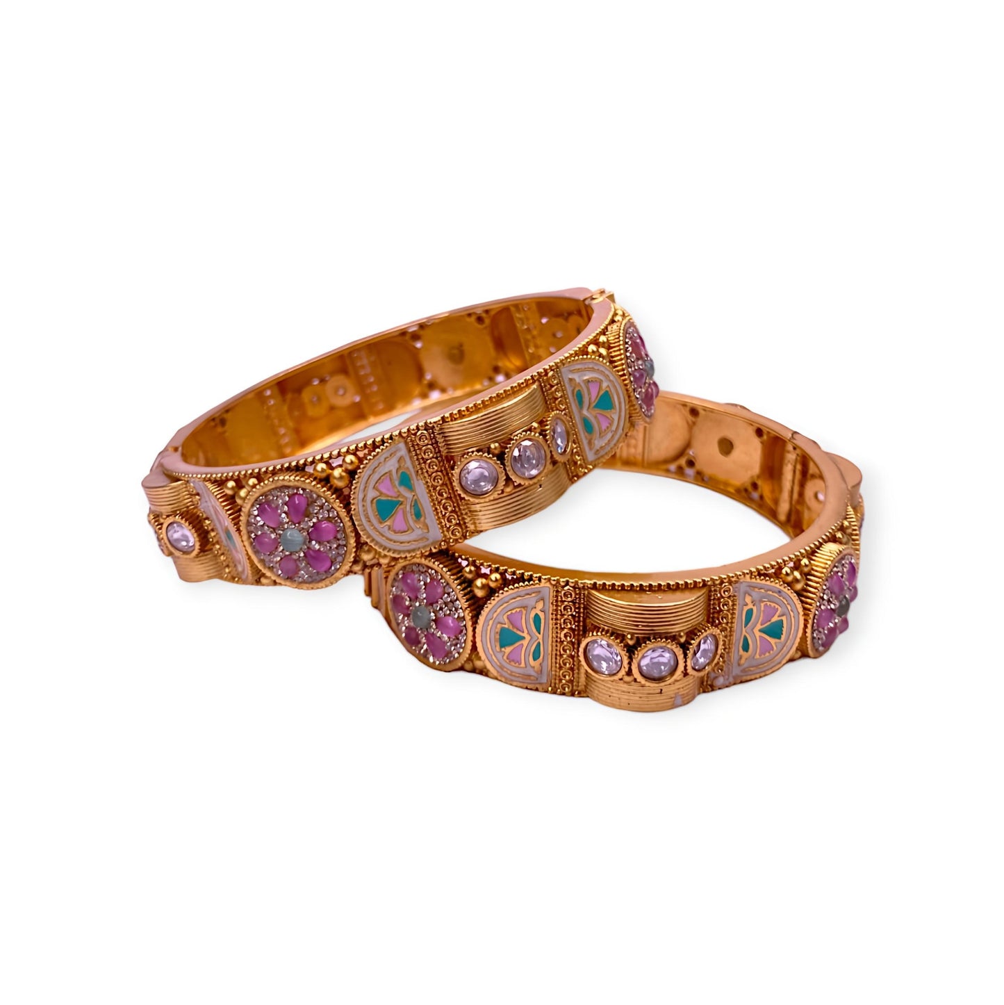 Classic Gold Finish Bangles with Stones