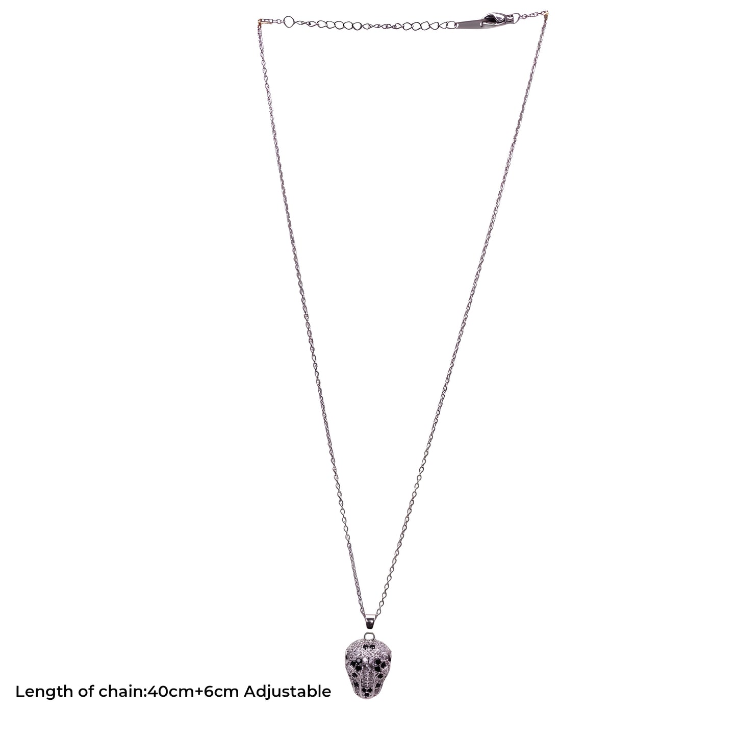 Panther Design Chain Pendant with Black & White Stones