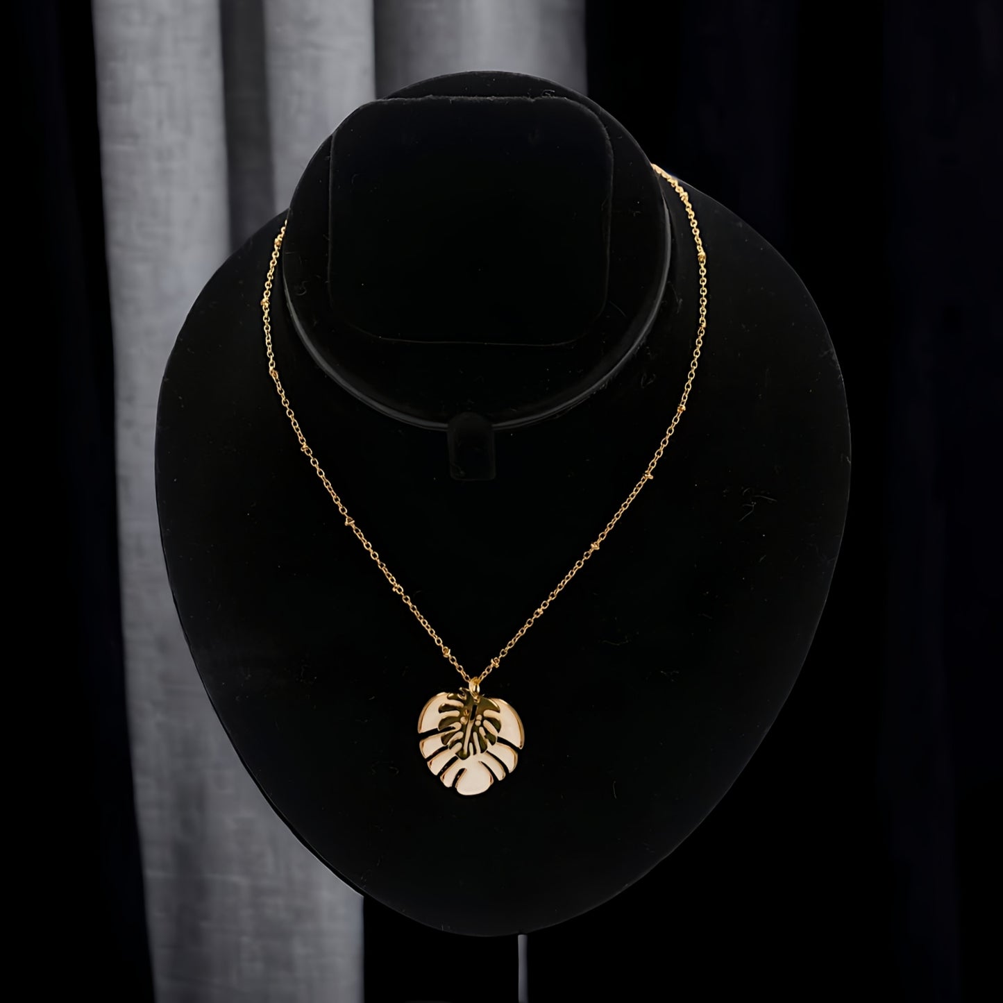 Golden Palm Leaf Pendant Necklace