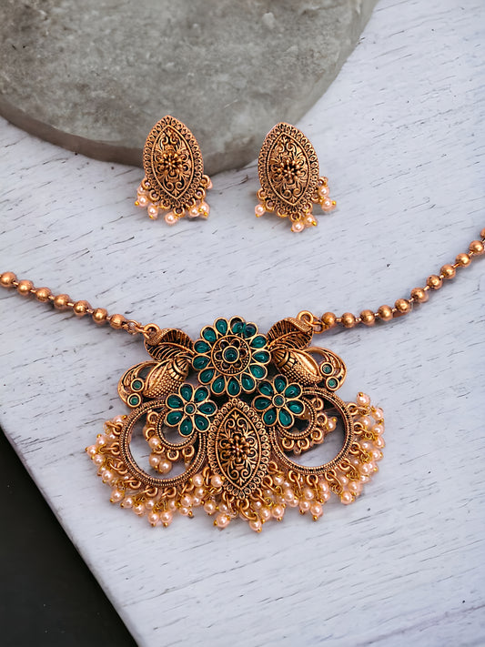 Elegant Gold Plated Long Necklace Set for Women