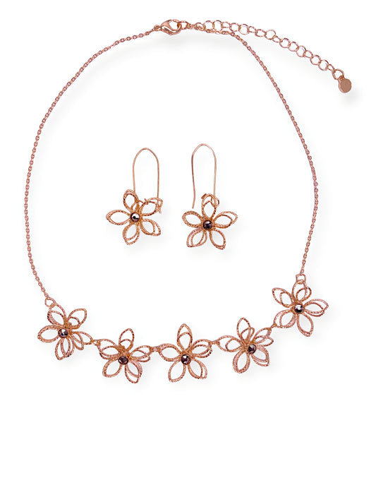 Flower Necklace and Earrings