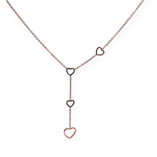 Heart Shape Rose Gold Plated Chain Necklace