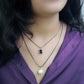 Radiant Blue Sapphire Pendant with Pearl 2 Layer Necklace