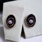 Circular Black and Golden Pearl Earrings