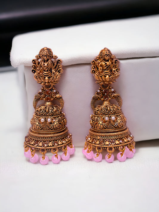 Lakshmi temple Jhumki | Vatiyaana Jewelry