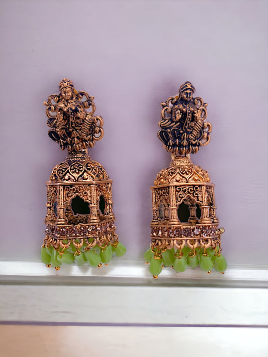 Antique Temple Elegance Gold Plated Jhumki For Women