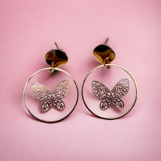 Butterfly Resin Gold Plated Dangler Earrings
