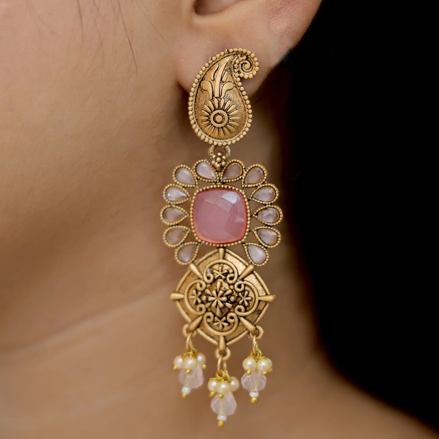 Gold-Toned Traditional Earrings