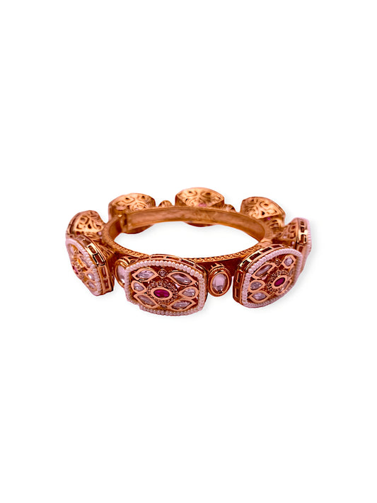 Royal Looking Polki Openable Kada Bangle Gold Plated