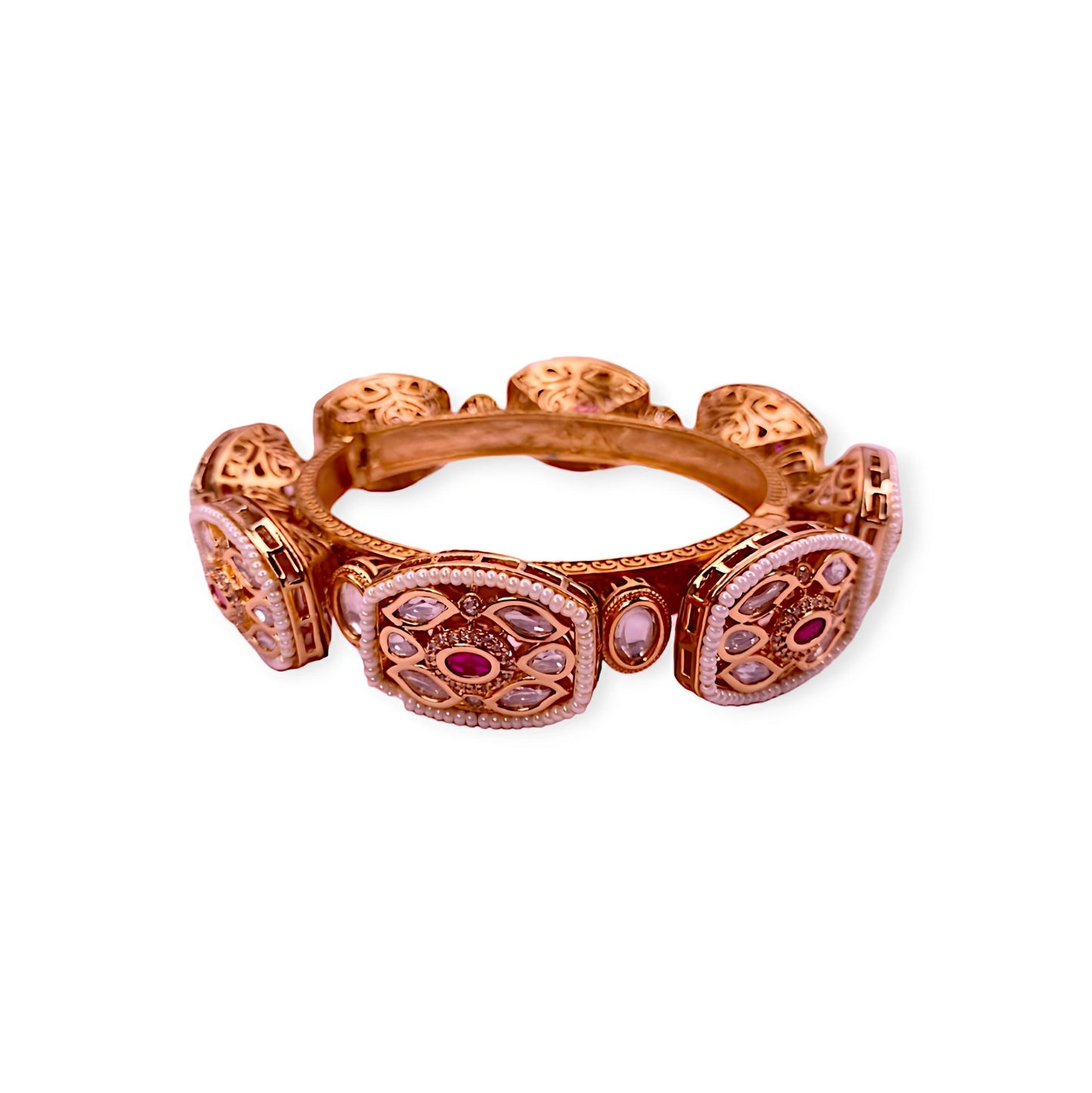 Royal Looking Polki Openable Kada Bangle Gold Plated