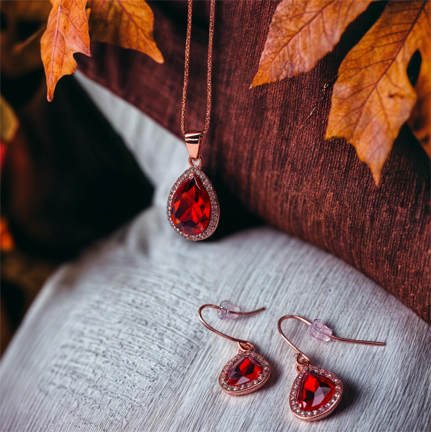 Beautiful Red Stone Pendant Set