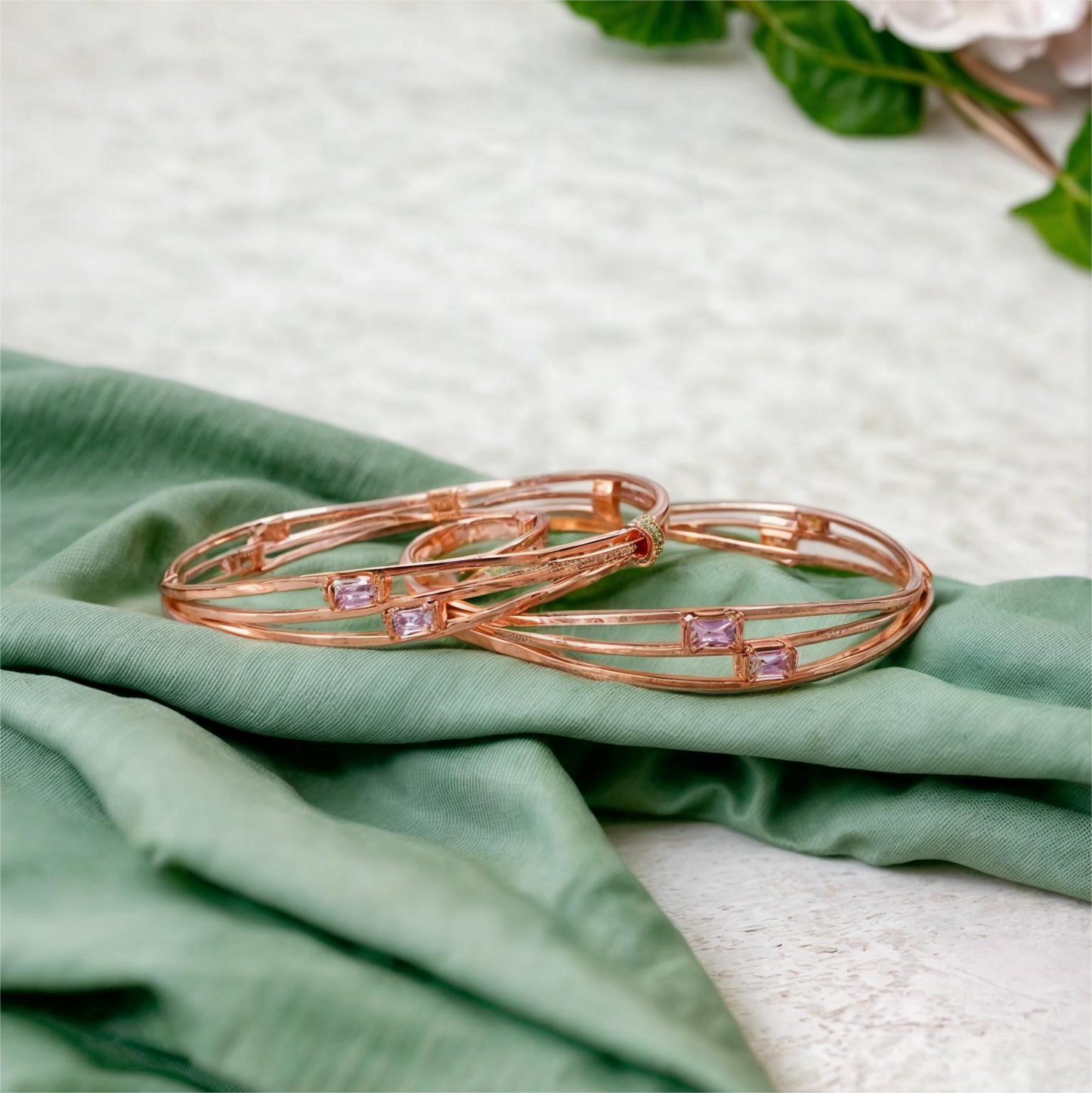 Stylish Gold Plated Bangles with Eye catching Stone