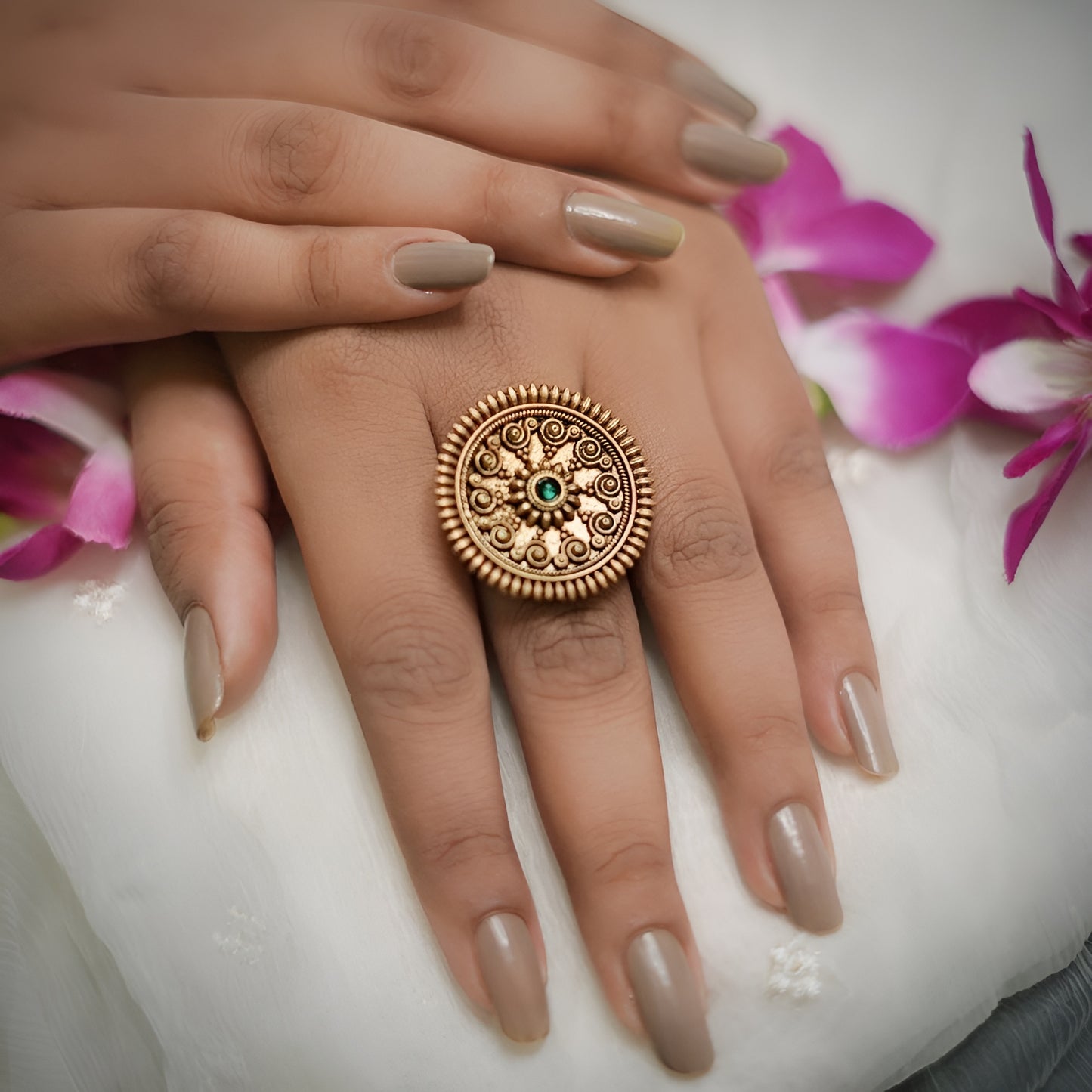 Gold Plated Handcrafted Cocktail Ring