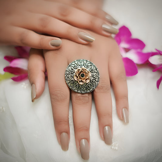 Circular Oxidised Cocktail Ring