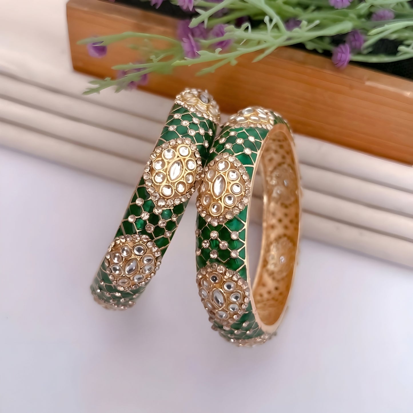 Vatiyaana Kundan Bangles 2 PCS size 2"6